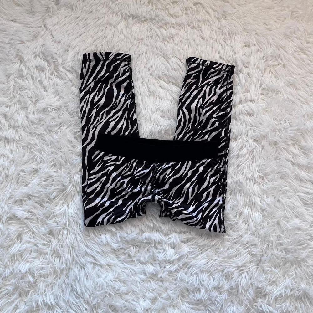 y2k zebra print capri leggings pants xs